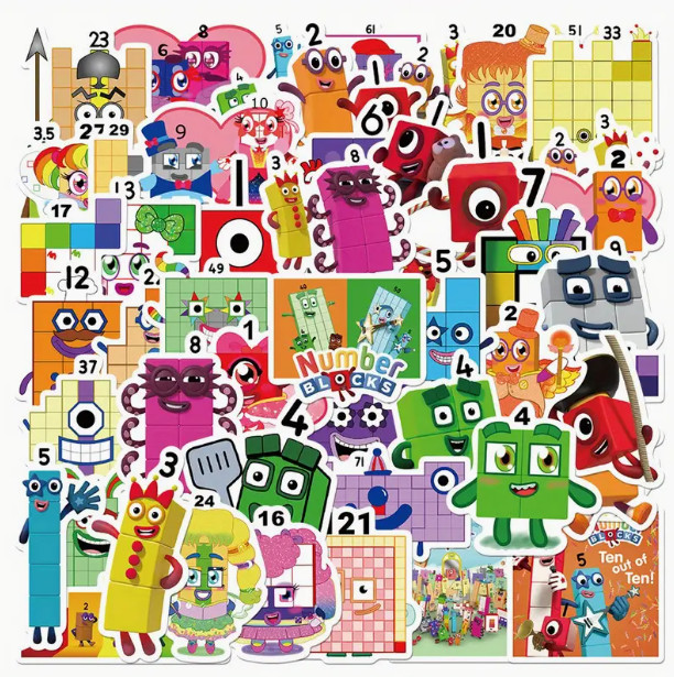 50 STICKERS! NUMBERBLOCKS - RANDOM - NO DUPLICATES - FREE Shipping