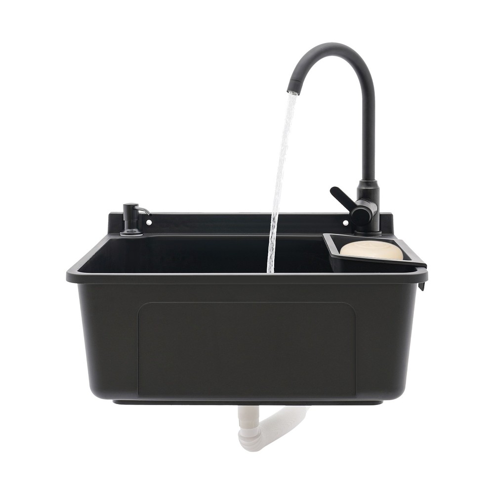 Wall-Mounted Bathroom Sink, Modern Laundry Sink, Rectangular Utility Sink Black