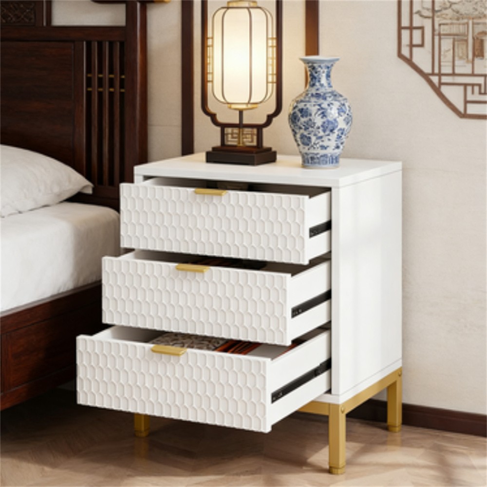 Nightstand Bedside Table Side Table with 3 Glide Drawers
