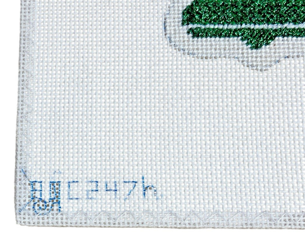 The Needlepointer Shiny Brite Ornament HP Needlepoint Canvas Partially Stitched
