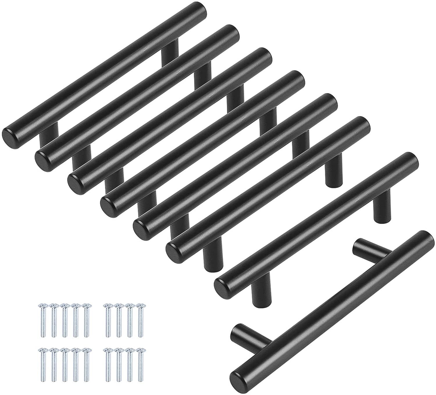 Black Modern Cabinet Handles T Bar Pulls Kitchen Drawer Hardware Stainless Steel