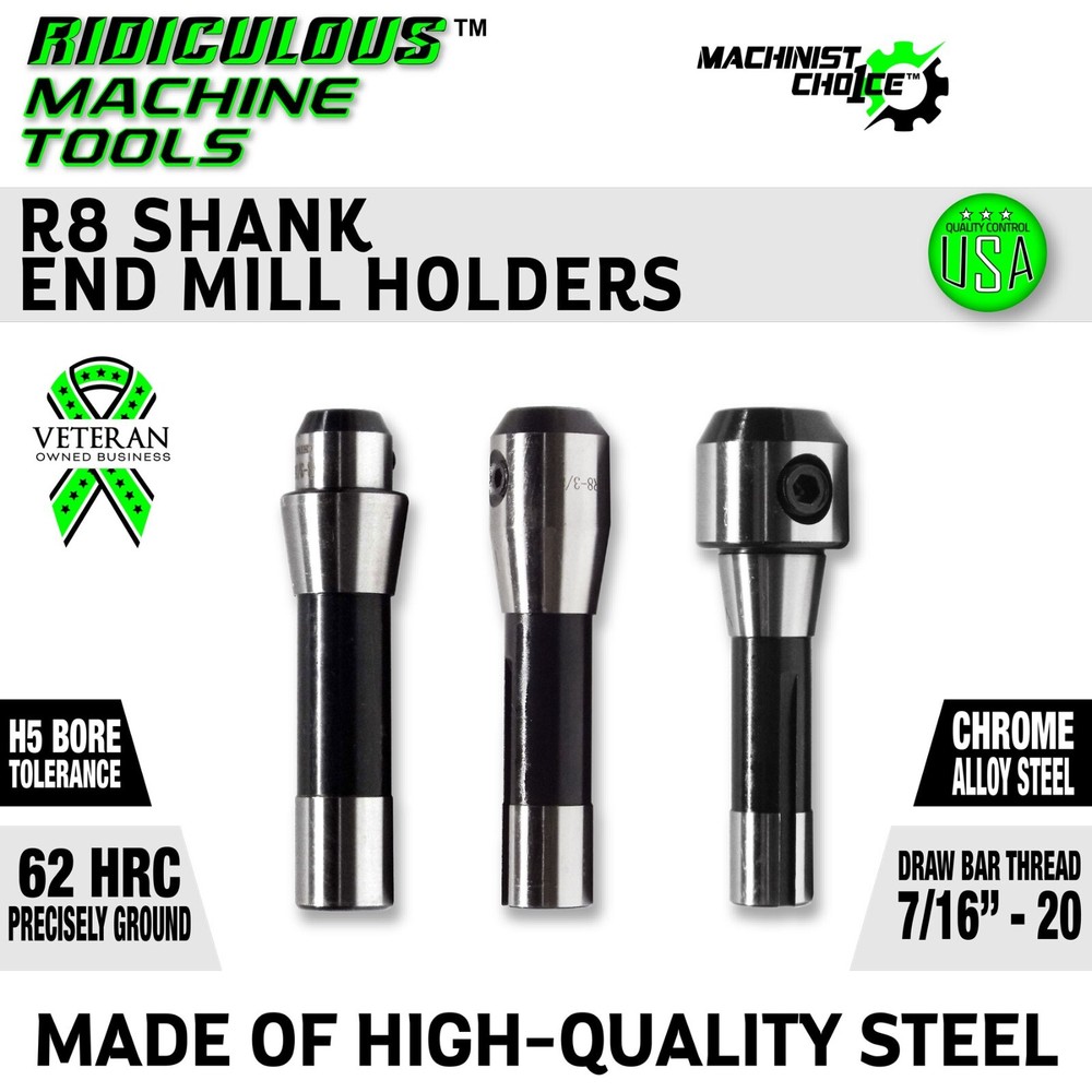 HIGH PRECISION R8 END MILL HOLDER 3/16" Machinist Choice