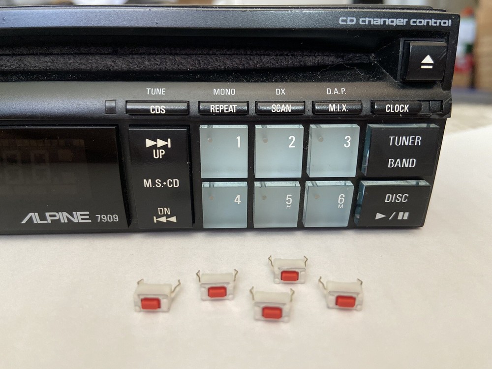 Replacement Button Switches (5pcs pkg) for Alpine 7909, 7618, 7801, 7294,  Etc.