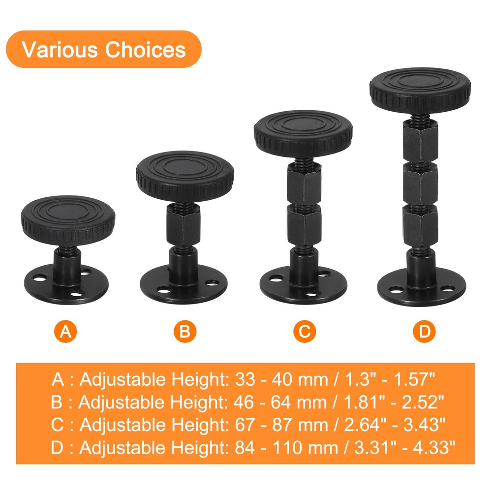 Headboard Stoppers, 2Pcs - Adjustable Bed Frame Anti-Shake (46-64mm, Black)