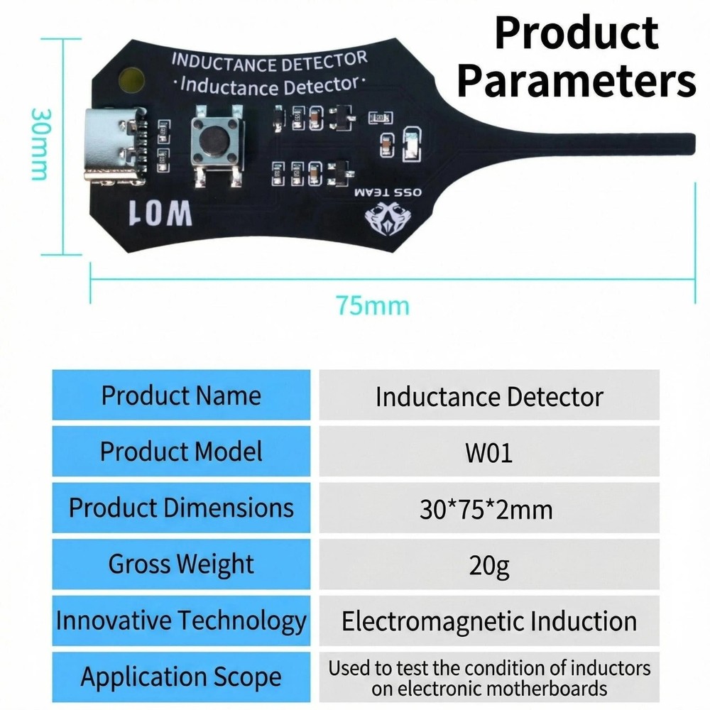Inductance tester, electronic component, electronic mainboard fault detection