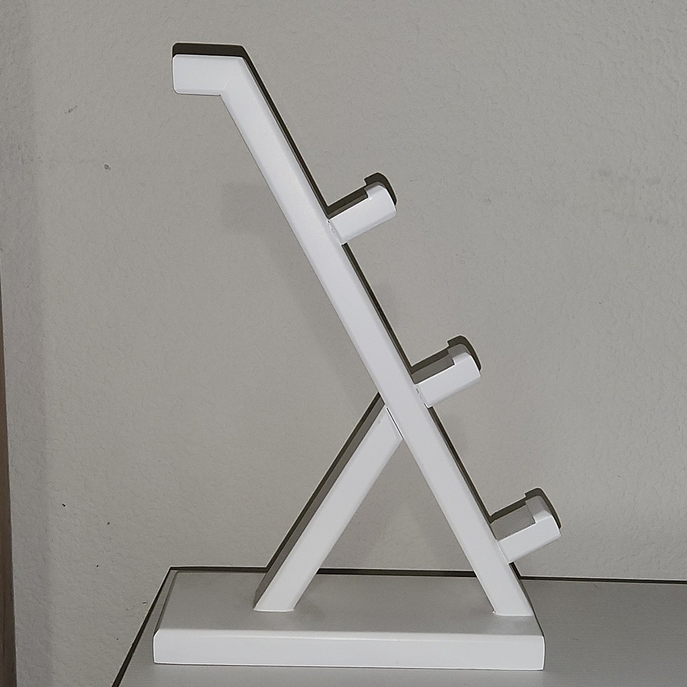 White Wooden Ergonomic Controller Stand, Holds 3 Controllers