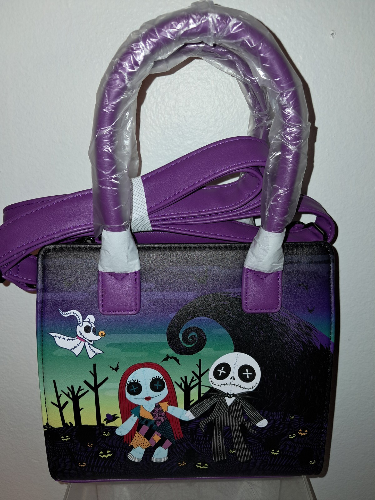 LOUNGEFLY DISNEY NIGHTMARE BEFORE CHRISTMAS MINI SATCHEL NW JACK & SALLY DOLLS