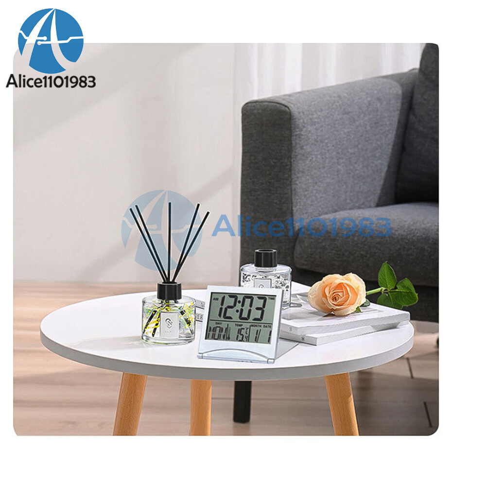 Digital Travel Alarm Clock Foldable Calendar Temperature Timer LCD Clock