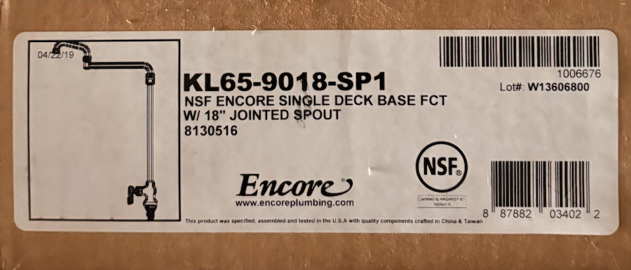 KL65-9018-SP1 Encore Faucet Single Pantry Deck Mount