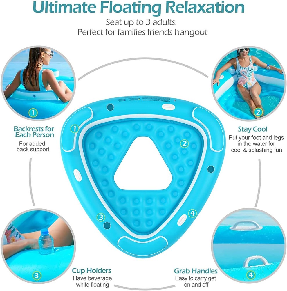 Floating Island Pool Float - Inflatable Lake Float Pool Lounger Raft Water Float