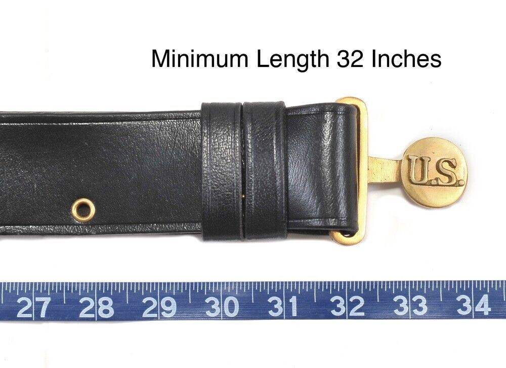 US Officers Black Leather Belt with Oak Leaves Military New