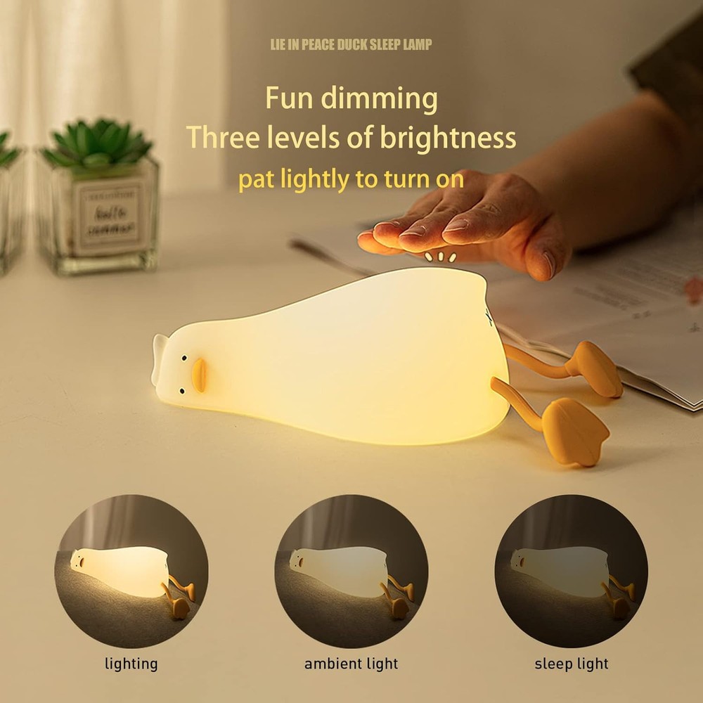 Lying Flat Benson Duck Multi-Color Lamp with Remote Control, small, White