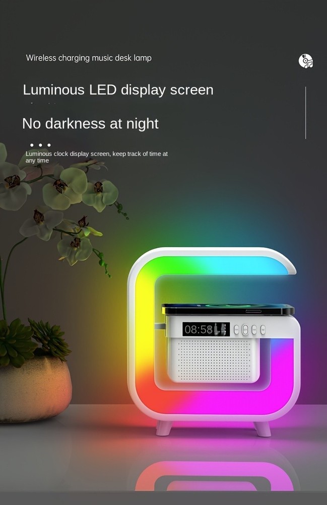 Desktop Alarm Clock with Multifunctional Wireless Speaker - Button Control