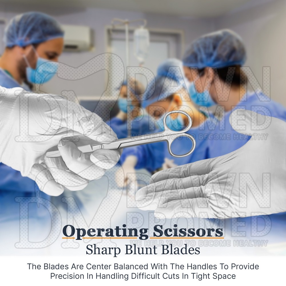 6 Pcs Operating Scissors 6.5" Curved Sharp Blunt Round Pattern Surgical Set