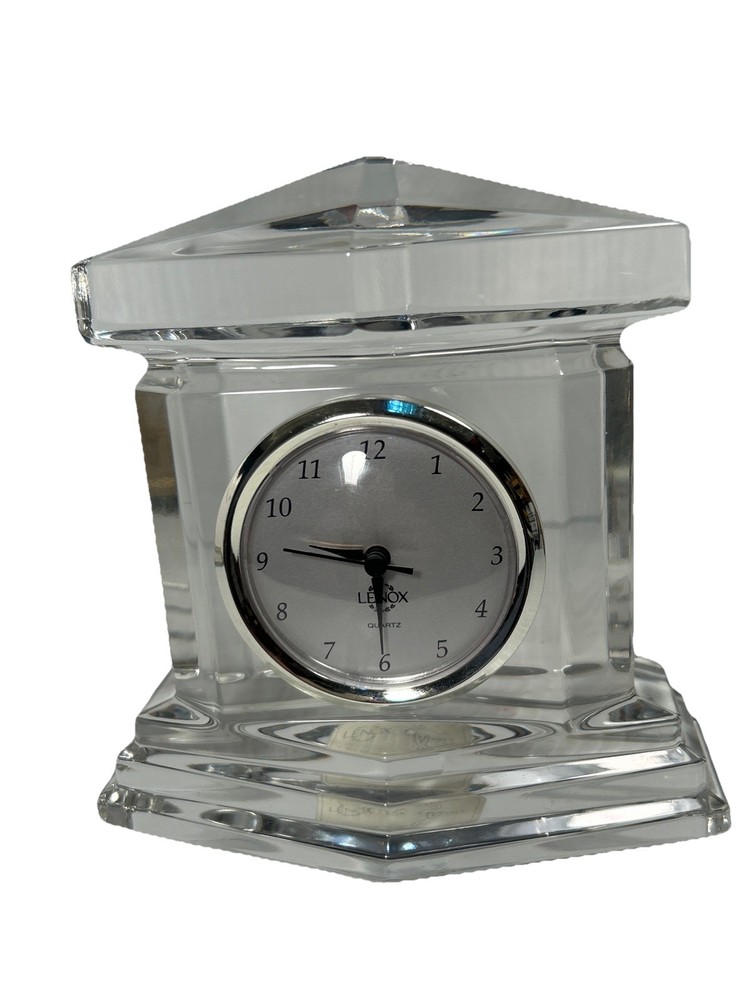 Desk Clock Lenox Glass Executive Solid Heavy Office Decor