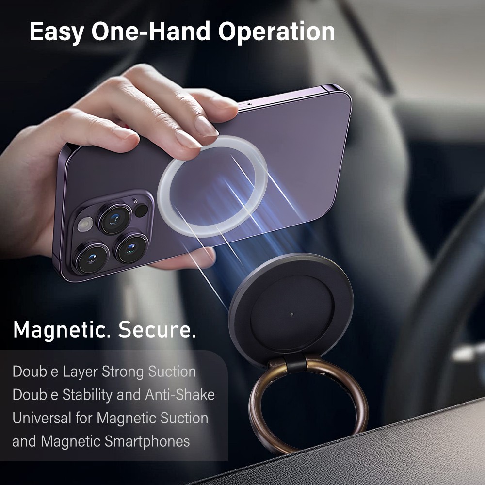 360° Vacuum Magnetic Phone Holder-Suction Cup Car Mount with Foldable Stand US