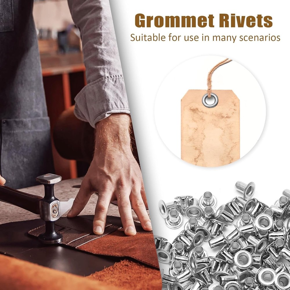 2MM Tiny Grommets Eyelets 200 Pcs, Self Backing 2 MM, Silver