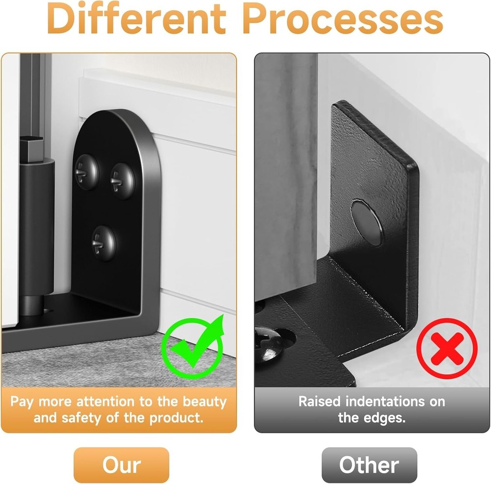 2PCS Sliding Barn Door Floor Guide - Adjustable Rollers, Quiet Operation