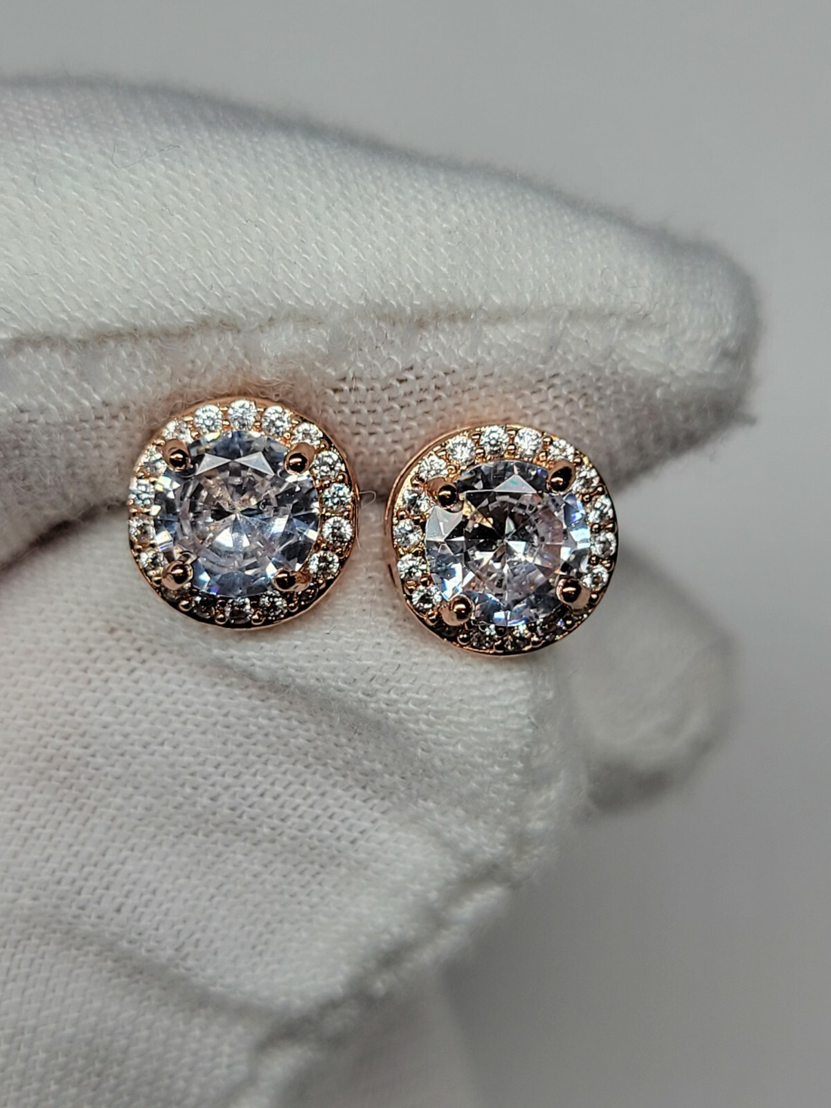 Gold, Silver Plated Stud Earrings With Cubic Zirconia Unisex, Women, Men