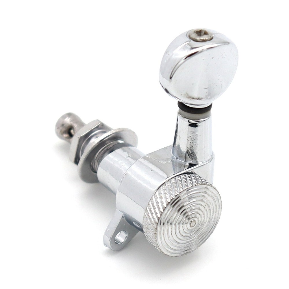 6L inline Guitar Threaded Locking Tuners String Tuning Pegs Machine Heads Silver