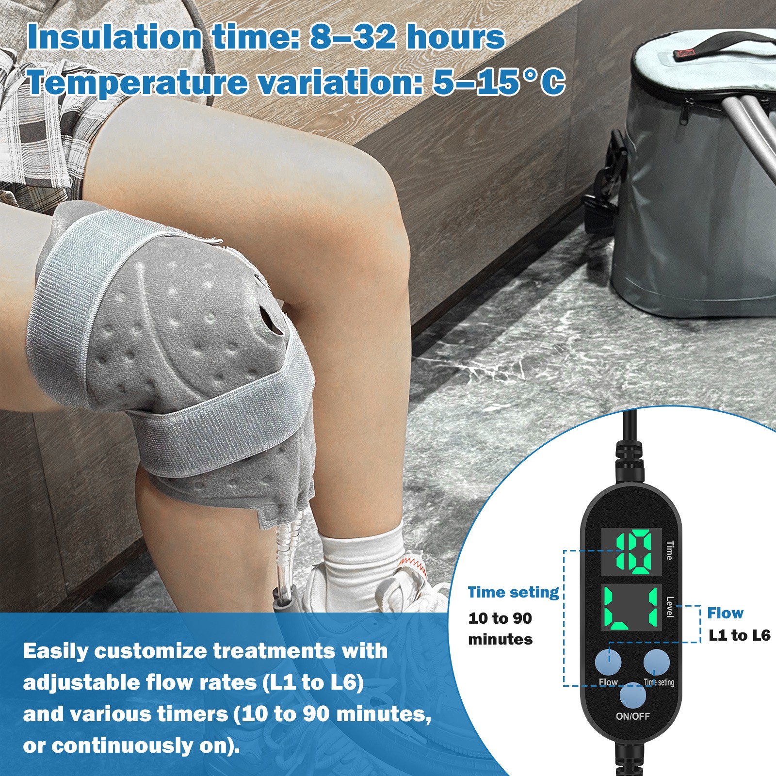 Cold Therapy Machine w Programmable Timer Portable Ice Machine For Knee Recovery