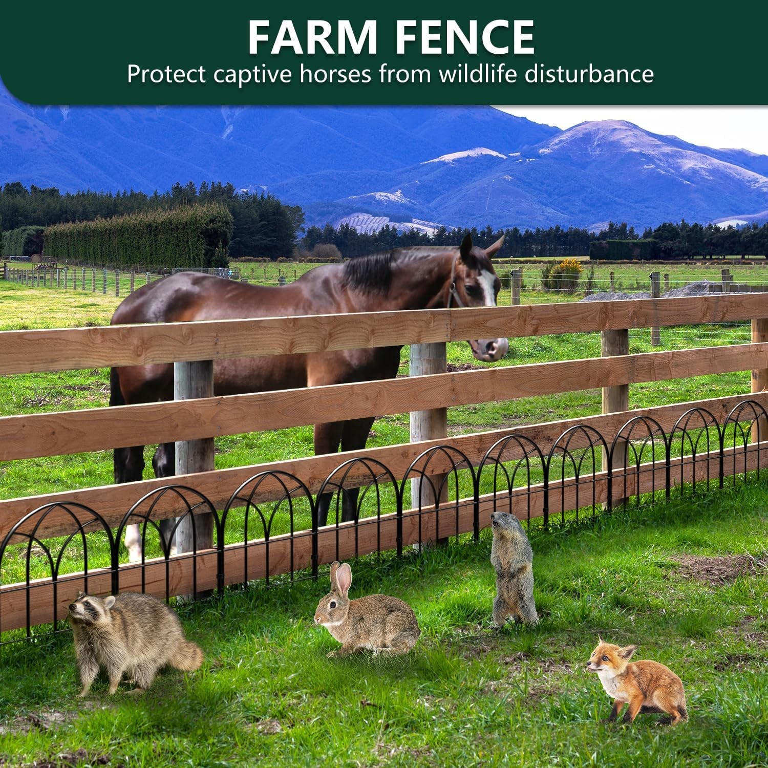 Small Garden Fence Animal Barrier, W12.55*H16.53 Decorative Fence Panel, No Dig