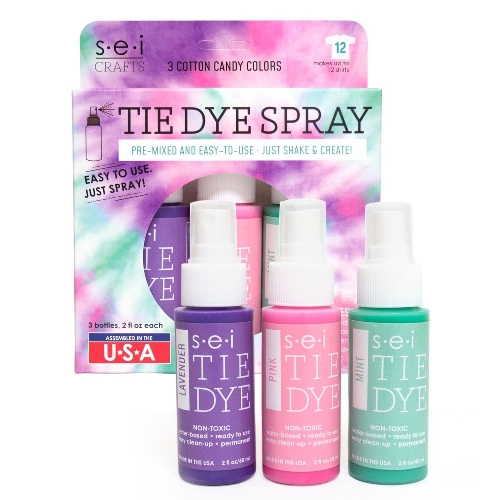 S.e.i. Cotton Candy Tie Dye Kit 3 Pack: Pre-mixed Spray Tie Dye Kit, E