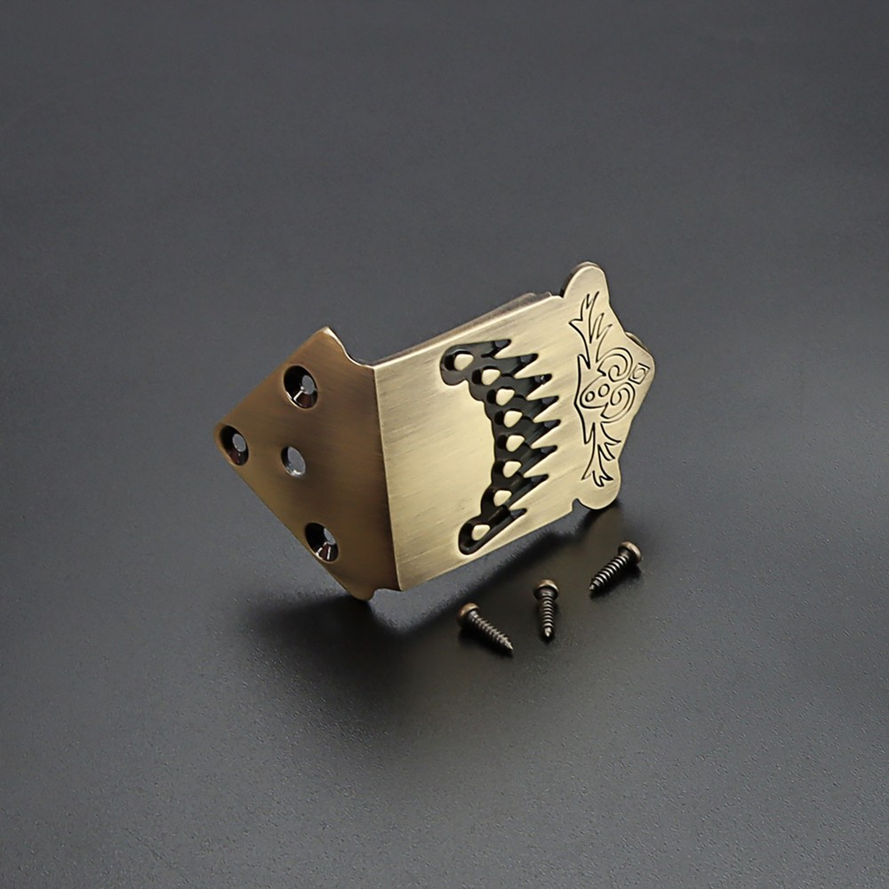 8 String Mandolin Tailpiece Feather Pattern Excellent Metal Bronze Color