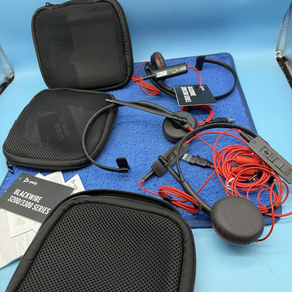 3x Poly Plantronics Blackwire 3215 Monaural USB-A Headset TAA HP 8M3Y1AA#ABA