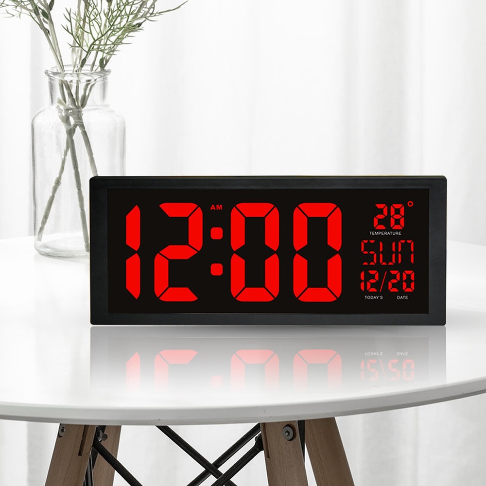 Digital Wall Clock Large Display with Time Date Temperature LED Digital
