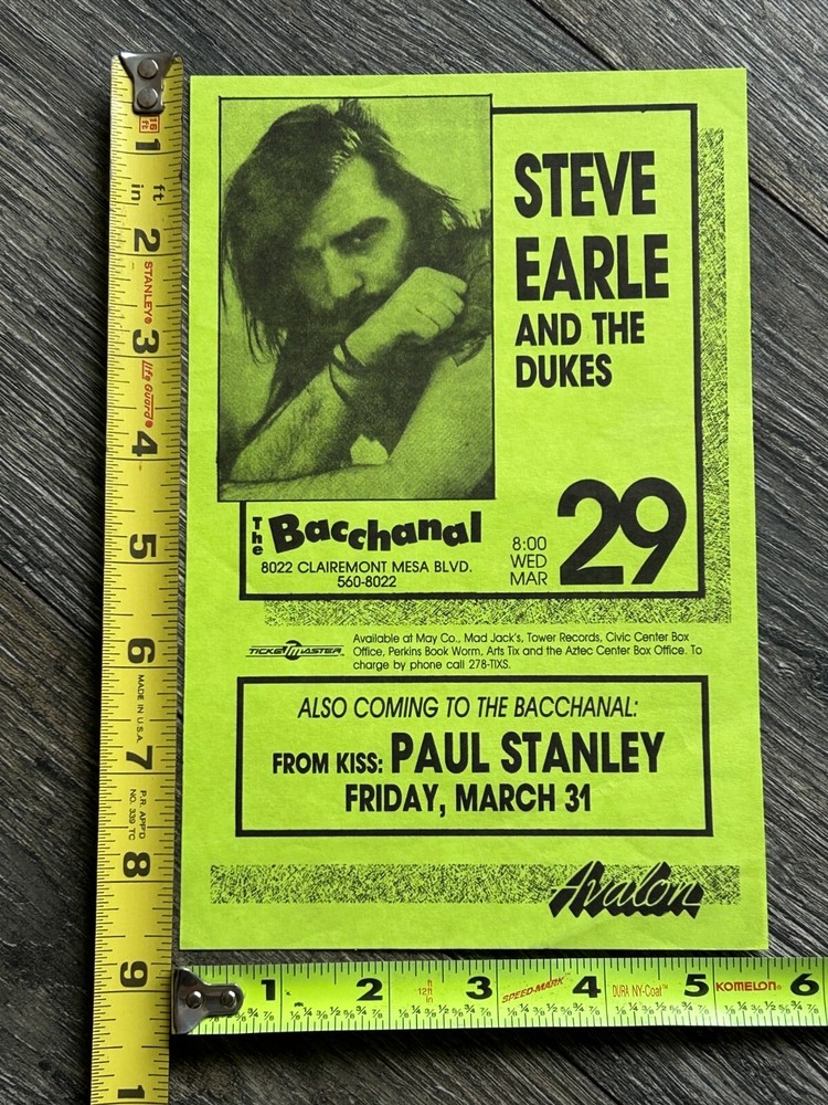 KISS Handbill Concert Ad Flyer PAUL STANLEY Solo Tour Bacchanal '89 Vintage Kiss