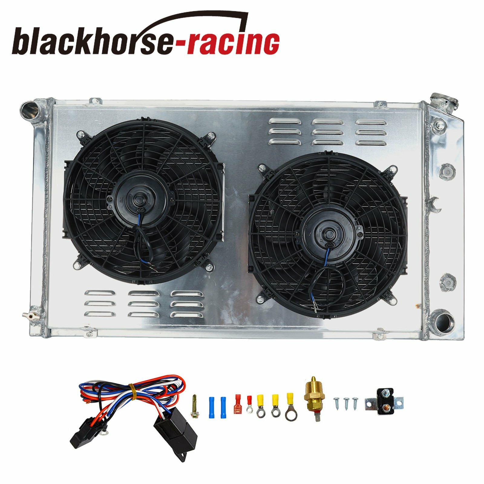3 Row Radiator+Shroud+Fan+Relay Kit For 1973-1986 Chevy/GMC C/K C10 C20 C30 K10