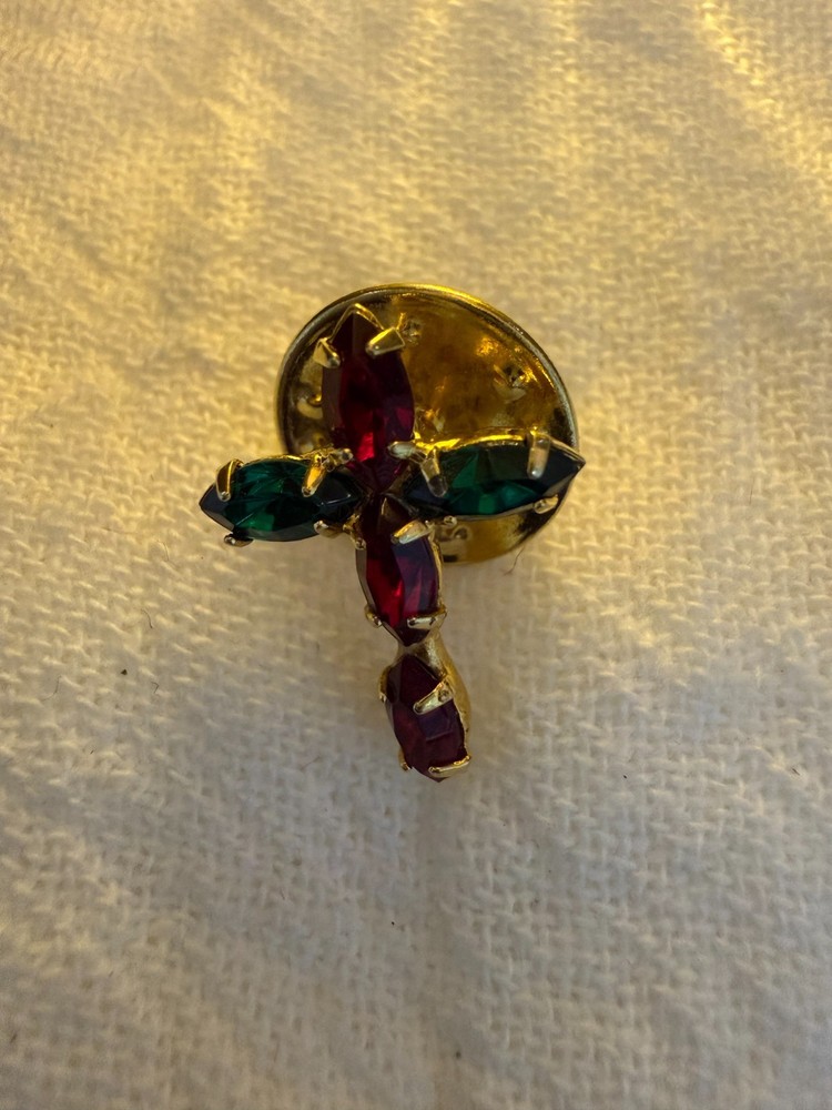 Vintage Crystal cross pin