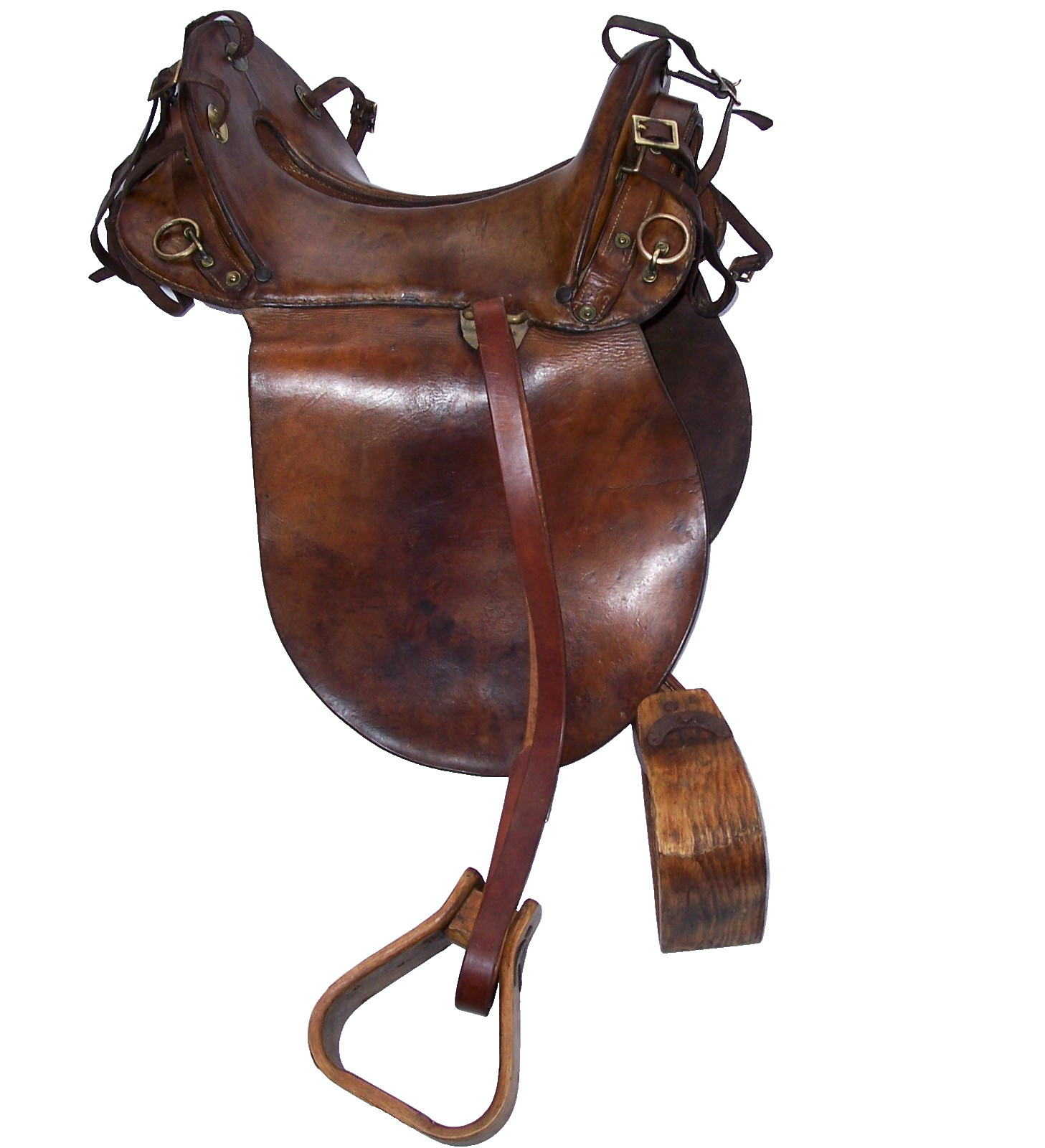 Antique US Cavalry Saddle Brass US Conchos Military McClellan 11" Seat Marked