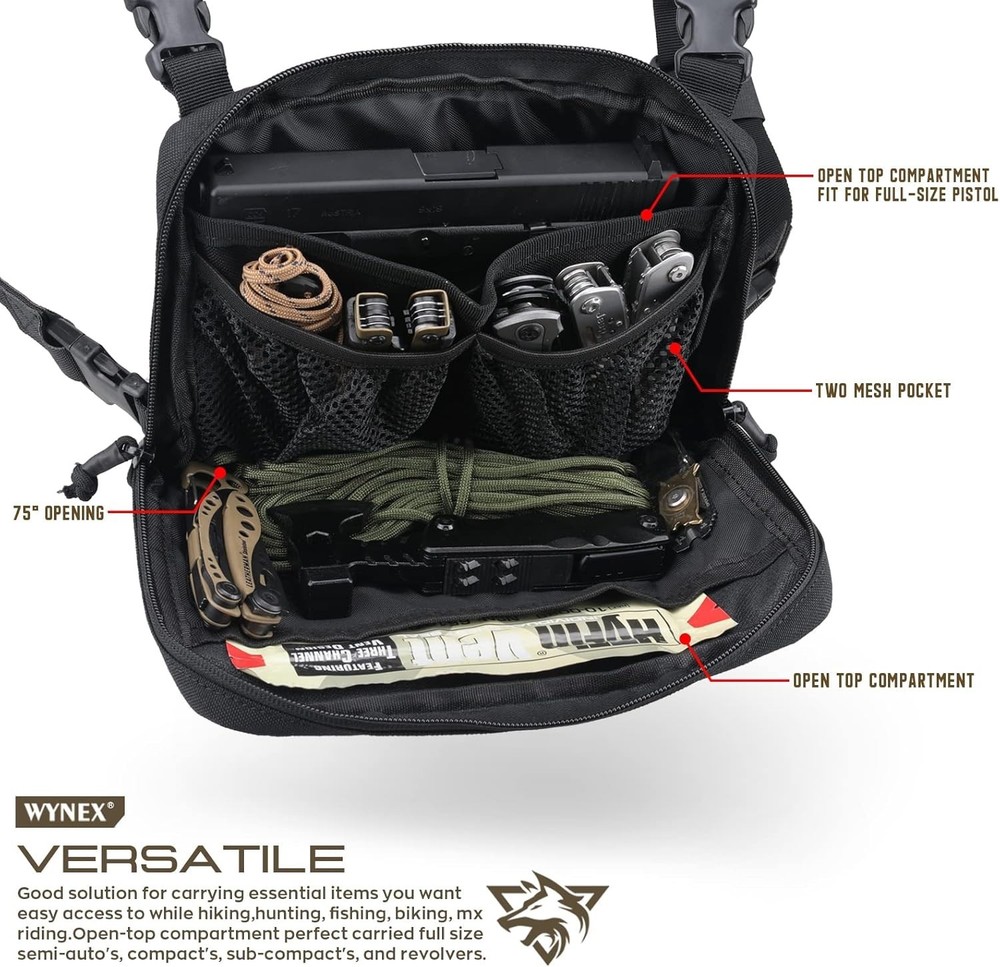 Adjustable Tactical Chest Pack with Padded Back - 5 Compartments for Essentials