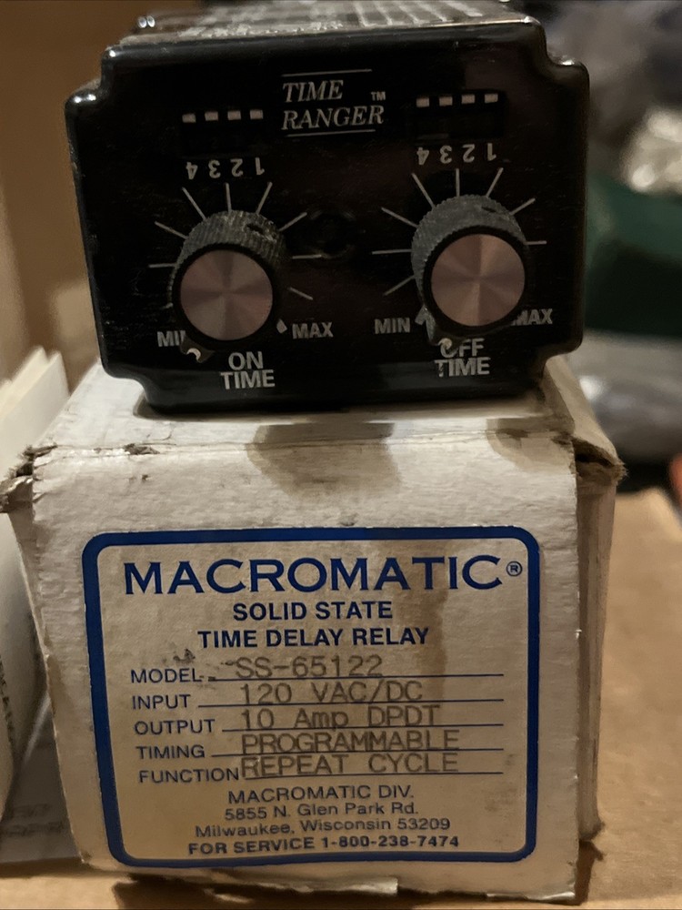 Macromatic SS-65122 Solid State Time Delay Relay Great Condition w/ manual + box
