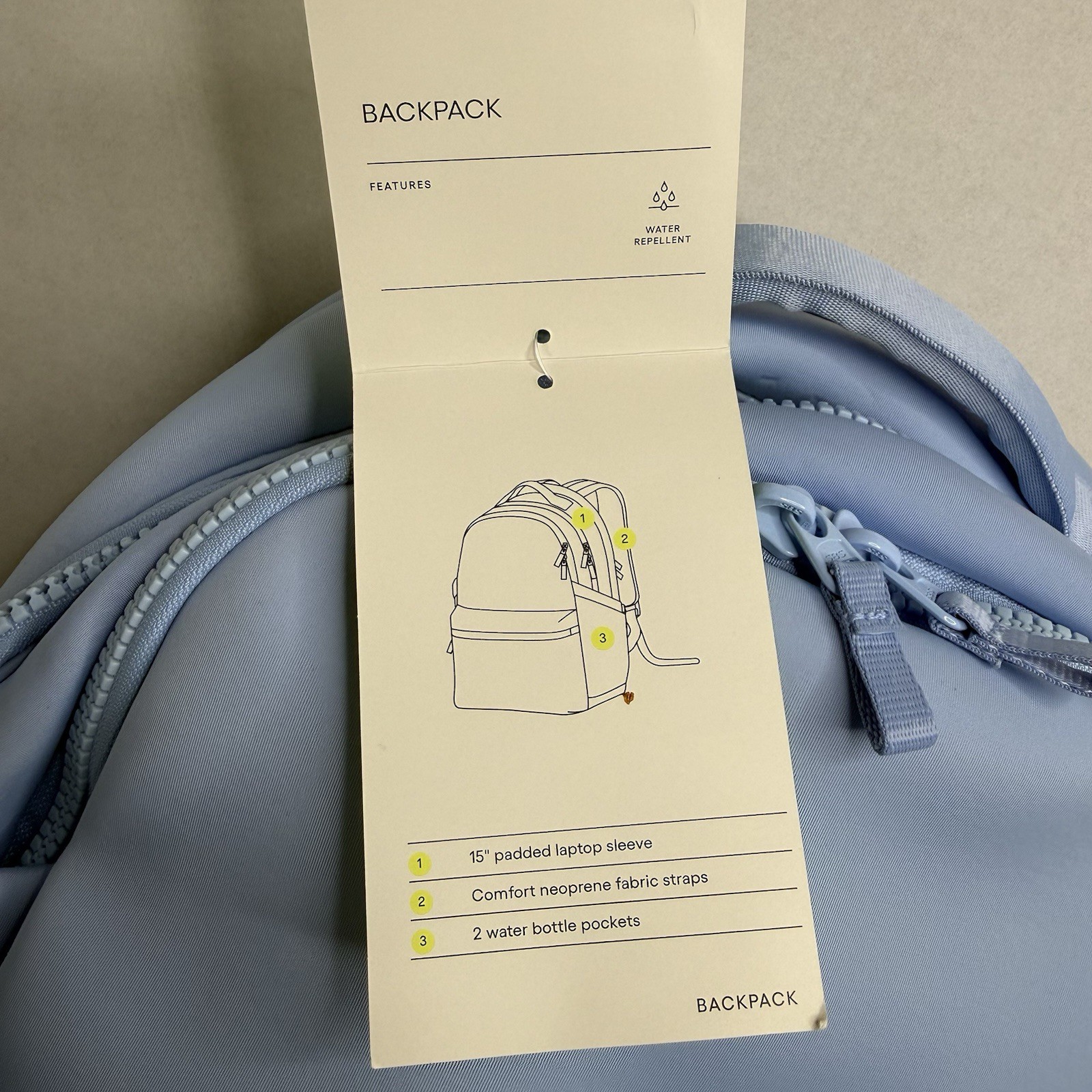 All In Motion Water-Repellent Backpack Blue 15” Laptop Sleeve New With Tags