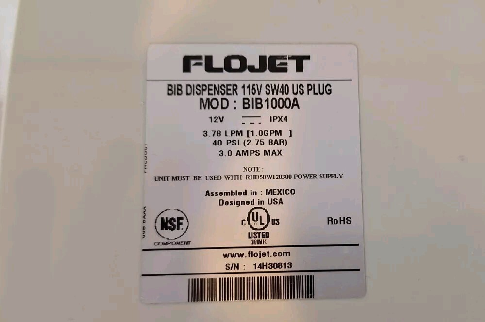 FLOJET BIB Dispenser BIB1000 115VAC