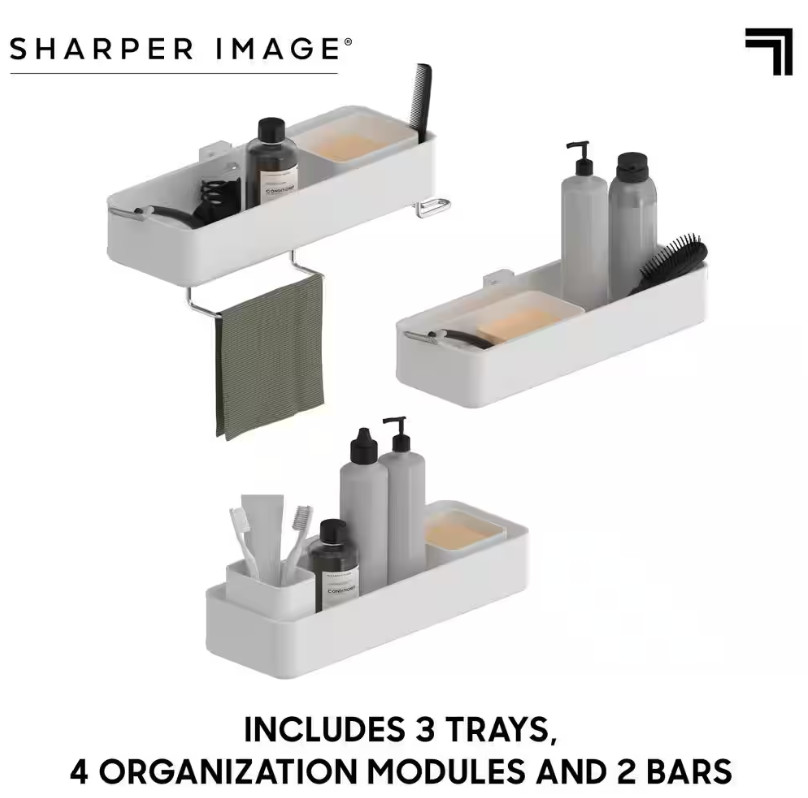 SHARPER IMAGE The SpaStudio Hook, 3 Tier Adjustable Modular Hanging Shower Caddy