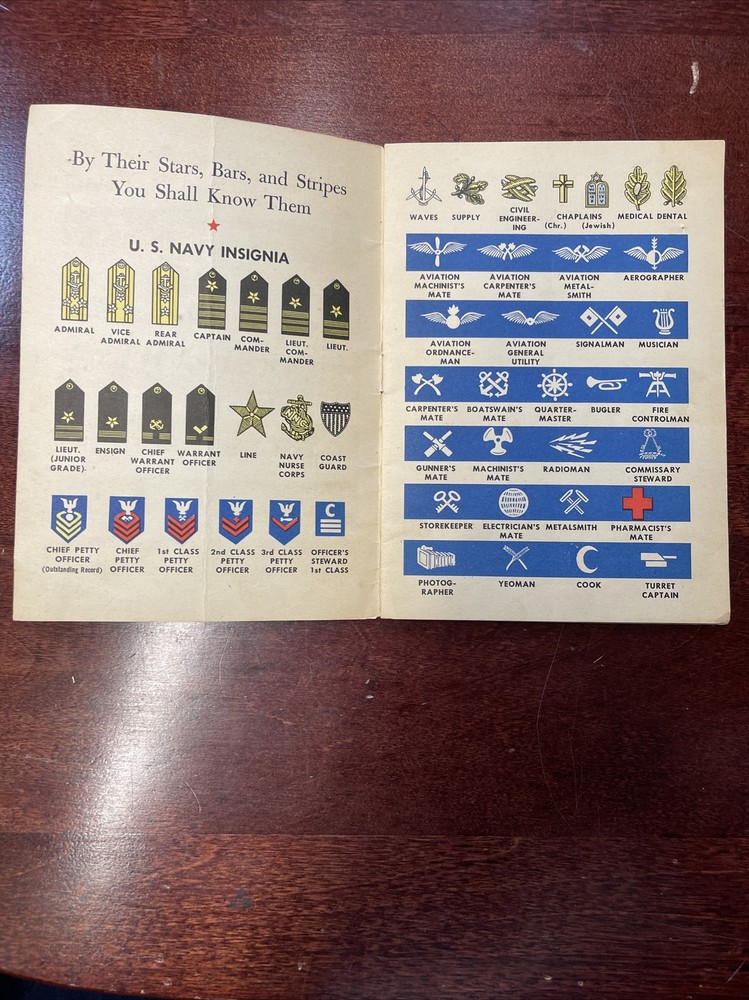 WWII 1943 A Pocket Reference Guide Army Navy Marine Corps Insignia Booklet