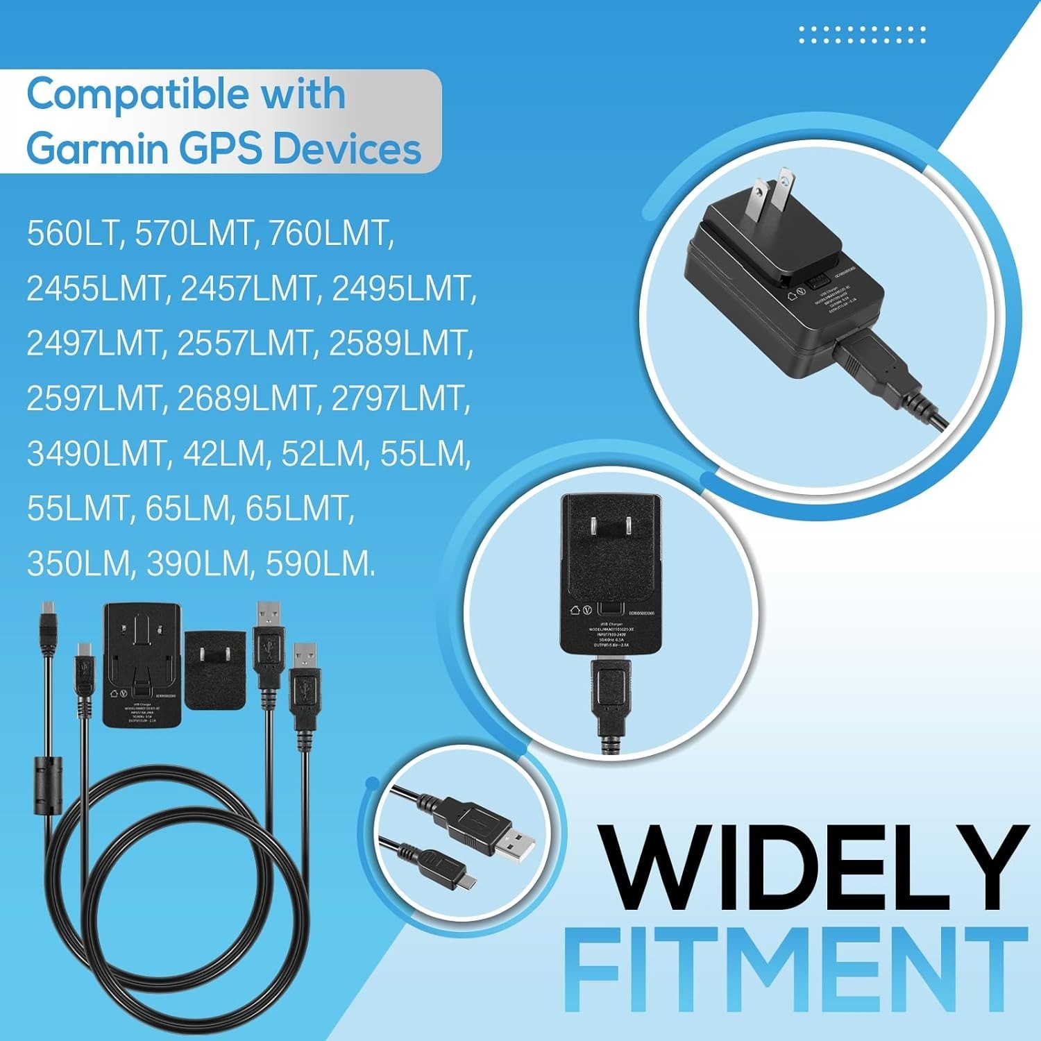 for Garmin 010-11478-02 GPS AC Adapter Charger Micro USB Power Cord Cable Kit