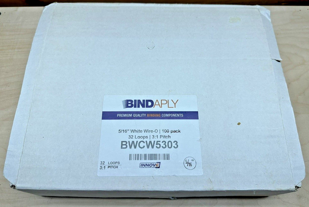 5/16" diameter 3:1" pitch White Wire-O Bindings 32 Loop 100 Quantity - OPEN BOX