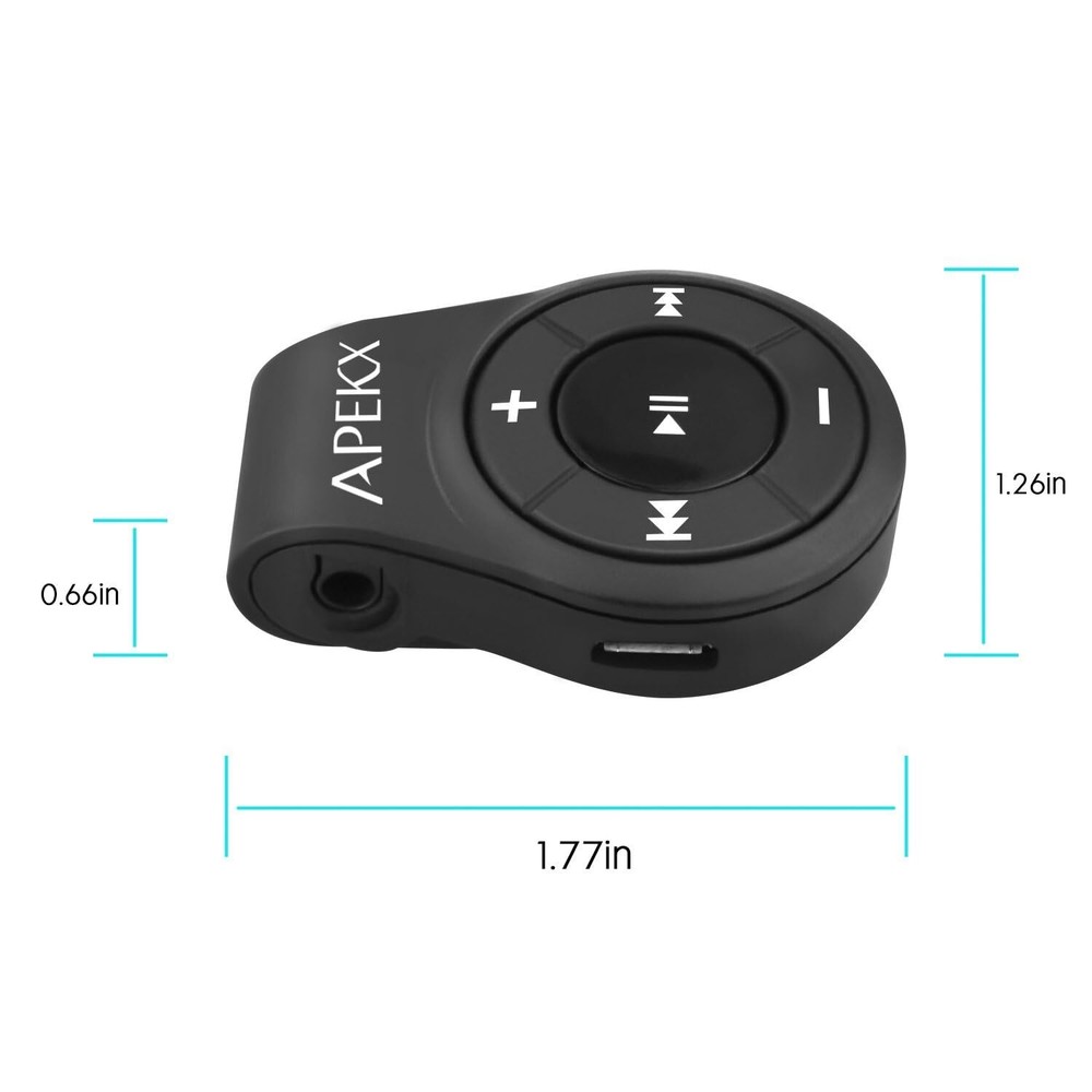 APEKX Clip Bluetooth Audio Adapter for Headphones, Headset, Speaker, Wireless