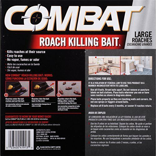 Combat Roach Killing Bait, Large Roach Bait Station, 8 Count
