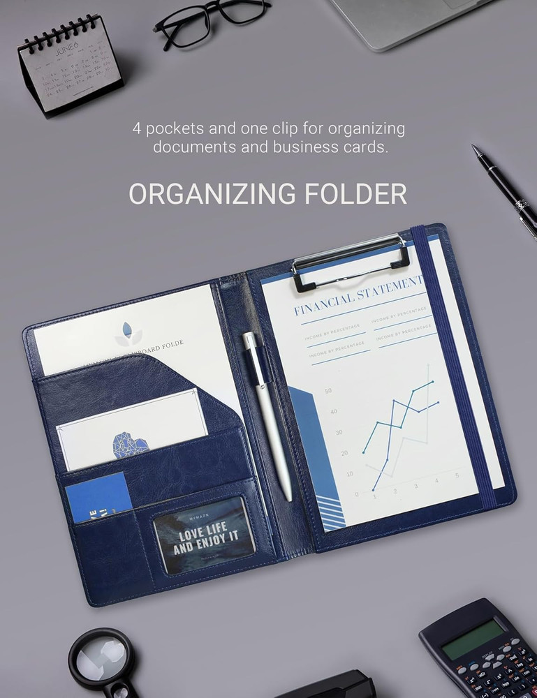 Small Padfolio Clipboard A5 Folder for Writing Pad Refillable 5 X 8 Note Pad, F