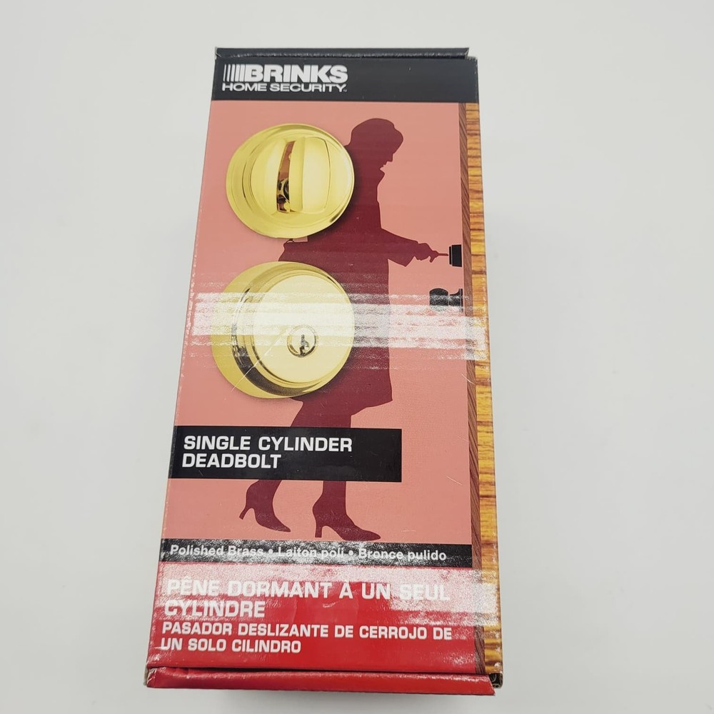 Brinks Polished Brass Push Pull Rotate Deadbolt Steel Door Security Lock