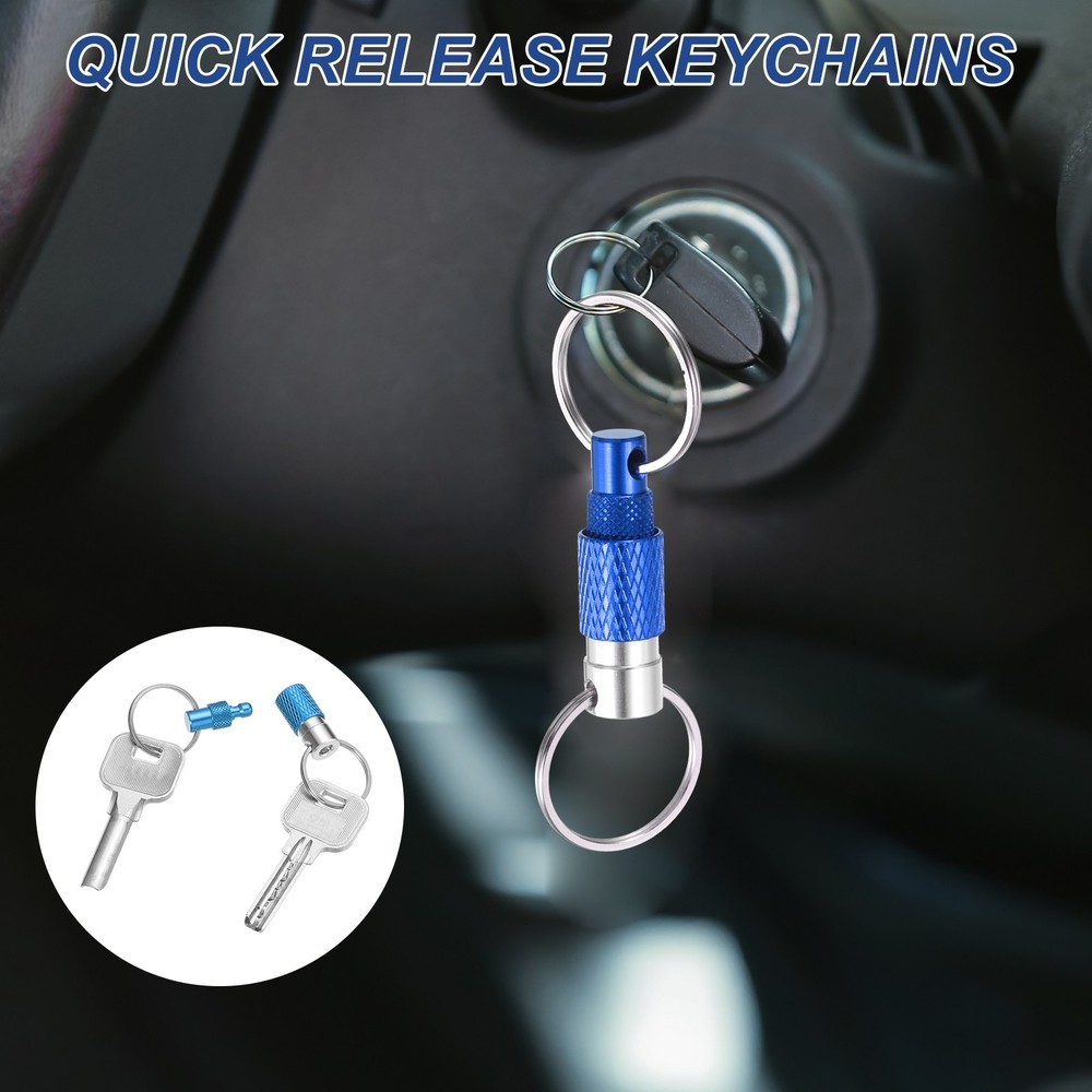 4 Pack Quick Release Keychain Pull Apart Detachable Swivel Keychain, Light Blue