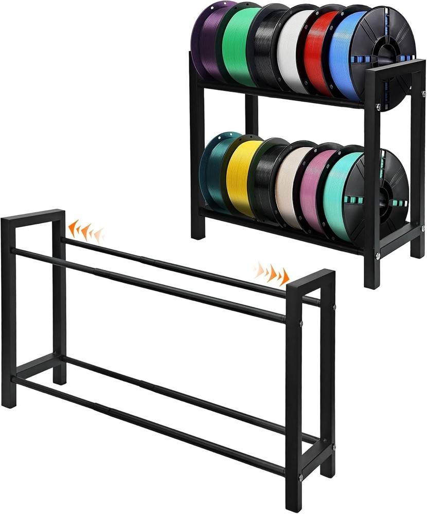 2 Tiers Expandable 3D Printer Filament Storage Rack Desktop – Adjustable