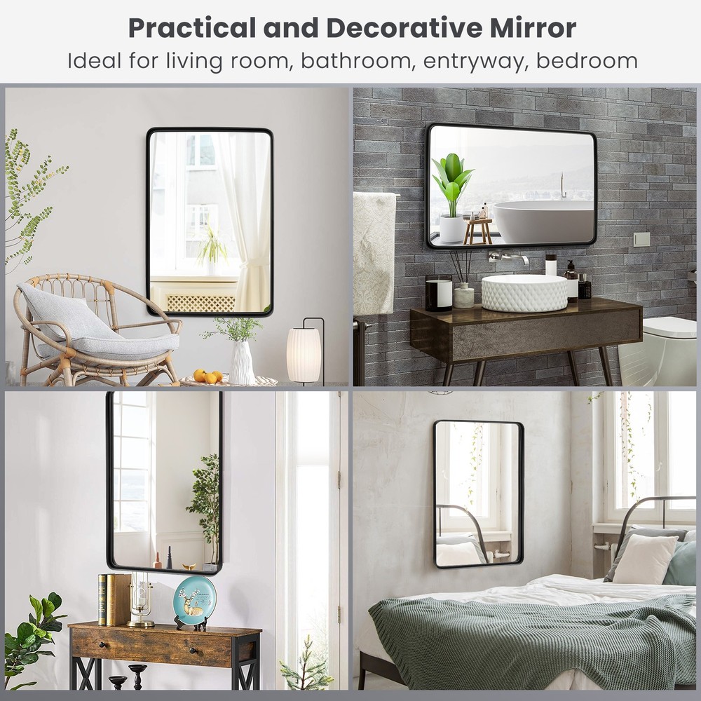 36"X24" Rectangular Bathroom Wall Mirror Vertical or Horizontal Hanging Bedroom