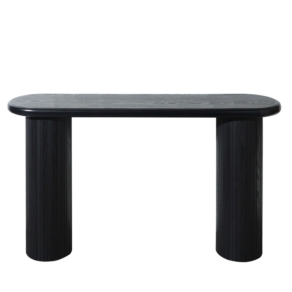 Wood Console Table, Modern Black Console Table, 56" W fluted entryway table,Bla